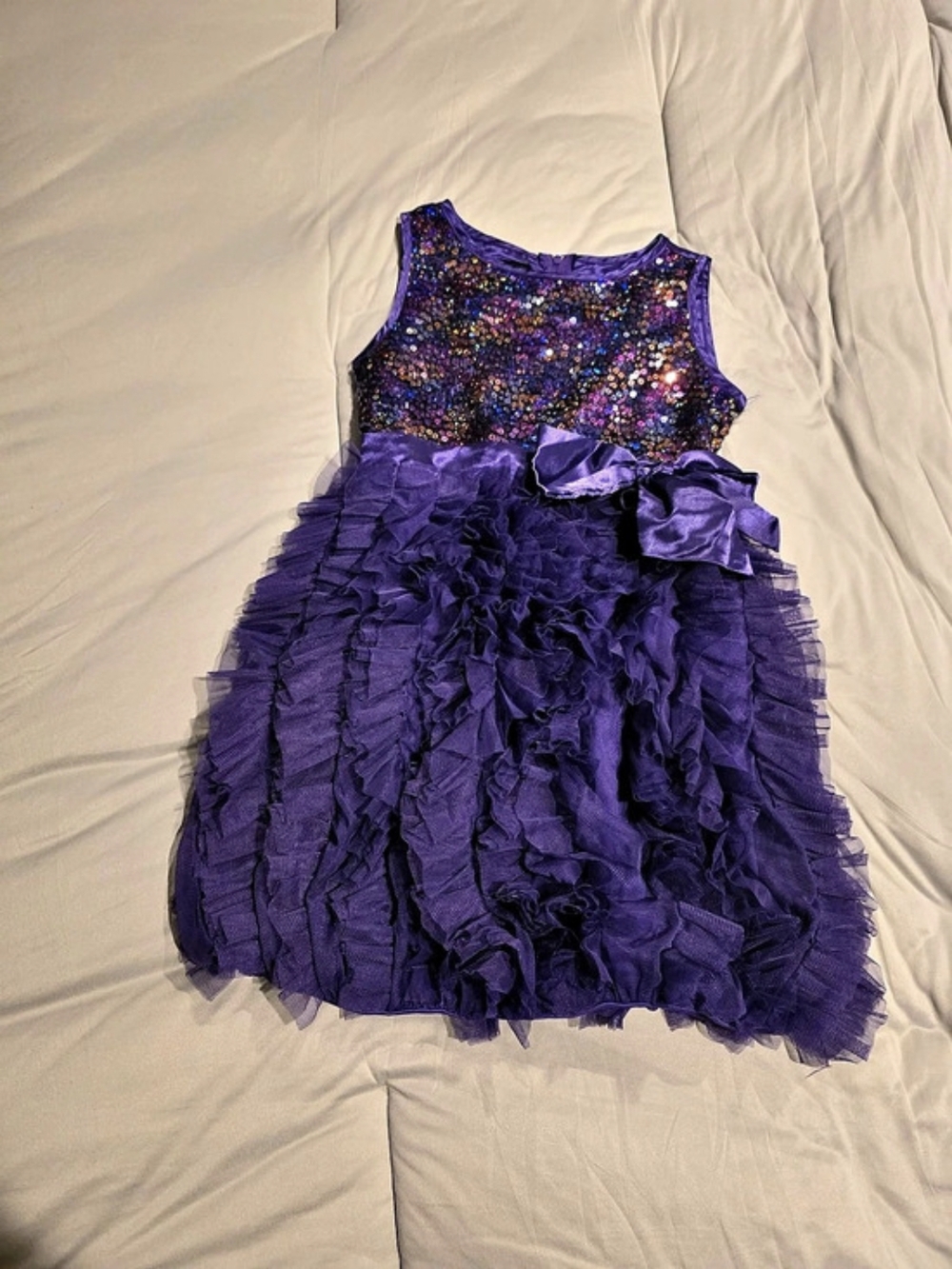 Kids Purple Sequin Party Dress